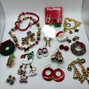 Lot of vintage Christmas jewelry